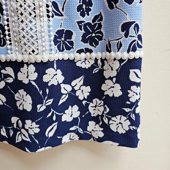 Eliza J Floral Shift Dress Light Blue & Navy Size S - Picture 7 of 12